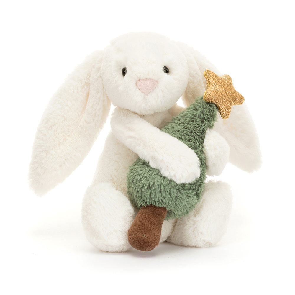 Jellycat Bashful cream bunny little soft toy – luxury plush bunny with soft cream fur, long floppy ears, and a cuddly, huggable design. Perfect gift for babies, kids, and collectors. Timeless plush toy for all ages. Christmas tree gold star