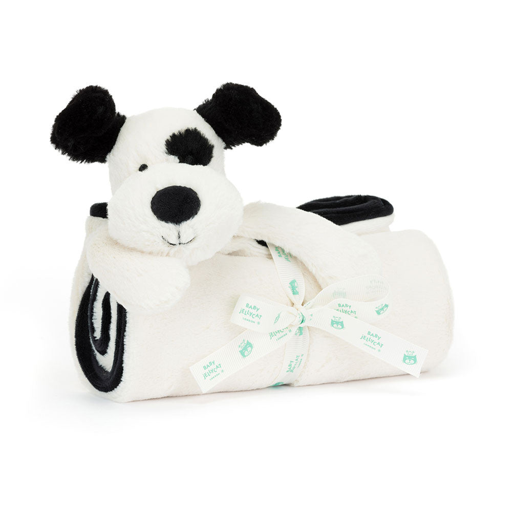 Jellycat Bashful Black & Cream Puppy Blankie (NEW! later in July)