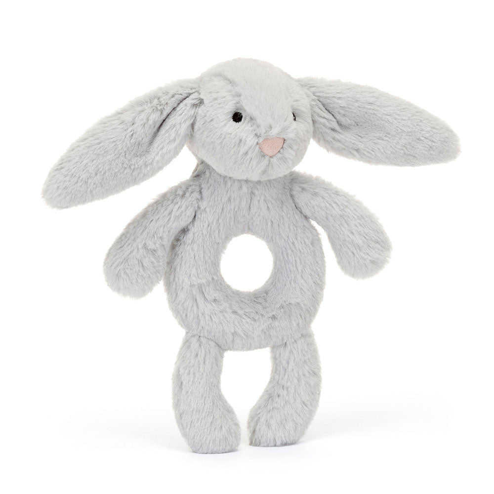 Bashful Silver Bunny Ring Rattle by Jellycat